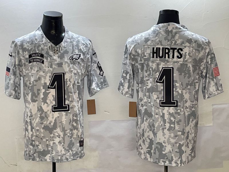 Men Philadelphia Eagles #1 Hurts Camo Nike 2025 Salute to Service Limited NFL Jersey style 6->philadelphia eagles->NFL Jersey